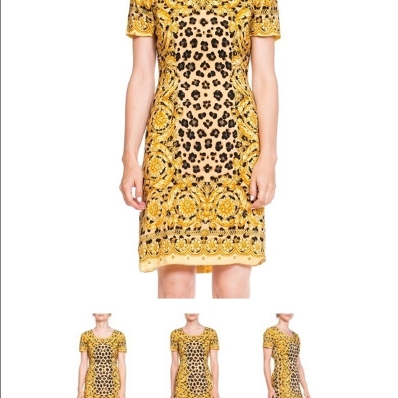 SALE! Y2K BLOOMINGDALES SILK Scarf Print office Siren Shift Dress 10 Petites - Picture 6 of 7